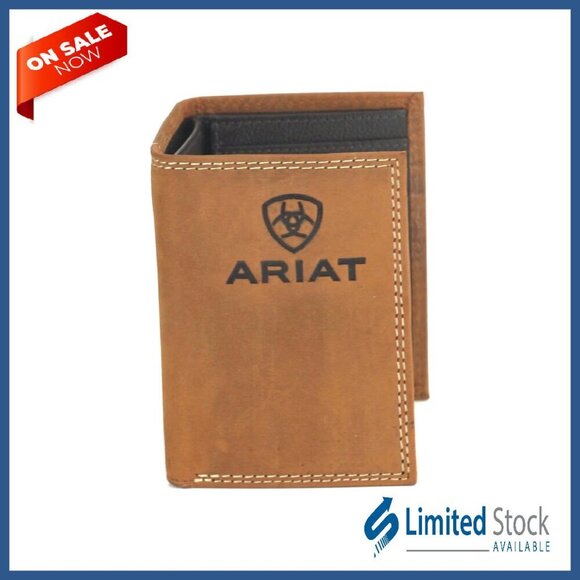Genuine Leather Trifold Wallet with ID Window and Multiple Card Slots
